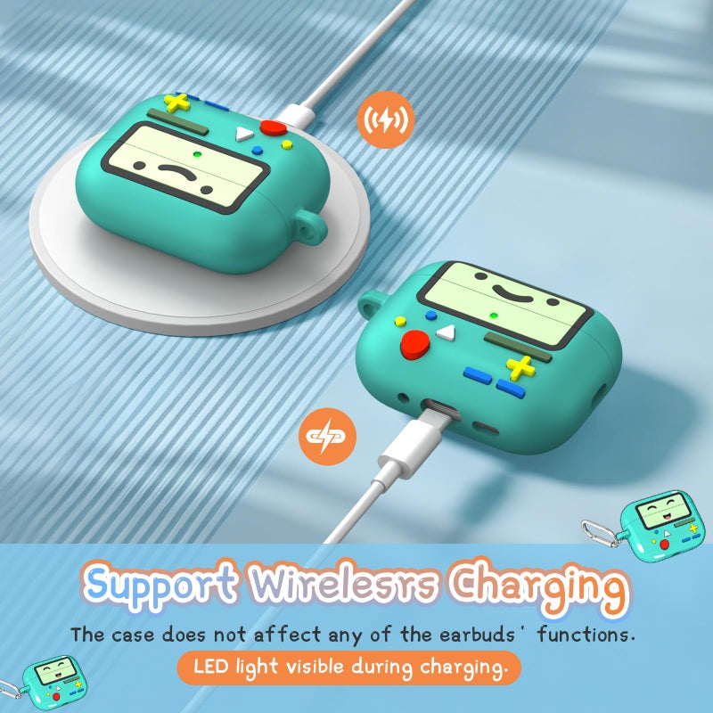 FGERWZ Cute Cover for AirPods Pro 3 Case (2025) - Funny Kawaii 3D Cartoon Design - Shockproof Protection Silicone Case for AirPods Pro 3rd Generation Accessories with Carabiner & Cleaner Kit (Green) - Image 4
