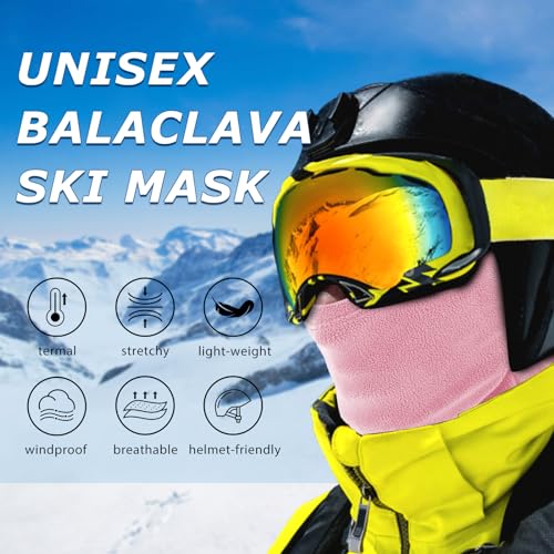 rooyvany Fleece Balaclava Ski Mask for MenWomenWarmWindproofLightweight Winter Face Mask for SkiingSnowboardingCycling Pink - Image 3