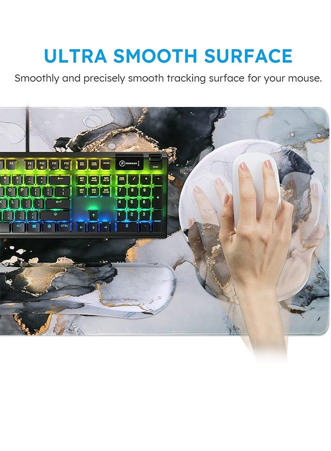 Arabest Mouse pad, Gaming Mouse Pad Wrist Support Set,4in1 Desk Mat+ Keyboard Wrist Rest+Mouse Wrist Rest+Coaster Set with Ergonomic Design for Home Office Table Computer  - Image 4