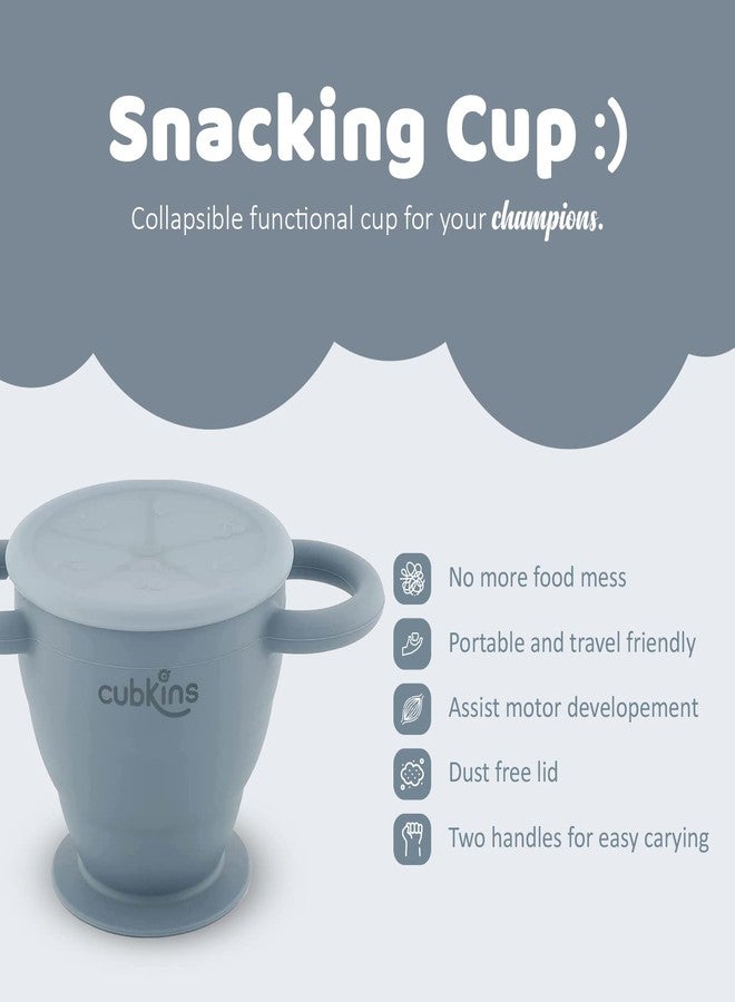CUBKINS Collapsible BPA Free Snack Cup for Baby, Infant, Toddler | Washable & Reusable, Microwave Oven Safe | Travel Friendly, 6 Months+ (Blueberry) - 275ml - Image 2