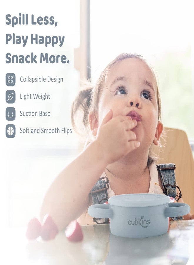 CUBKINS Collapsible BPA Free Snack Cup for Baby, Infant, Toddler | Washable & Reusable, Microwave Oven Safe | Travel Friendly, 6 Months+ (Blueberry) - 275ml - Image 3