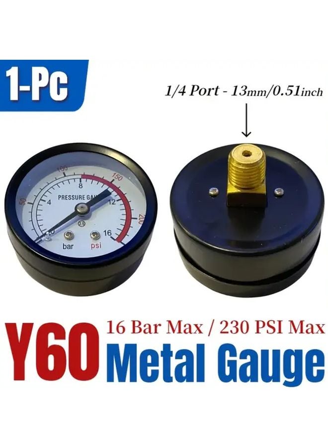 Y60 Metal Gauge Horizontal 16 Bar 230 PSI 1 4 BSP Thread Dual Scale Durable No Power Needed - Image 2