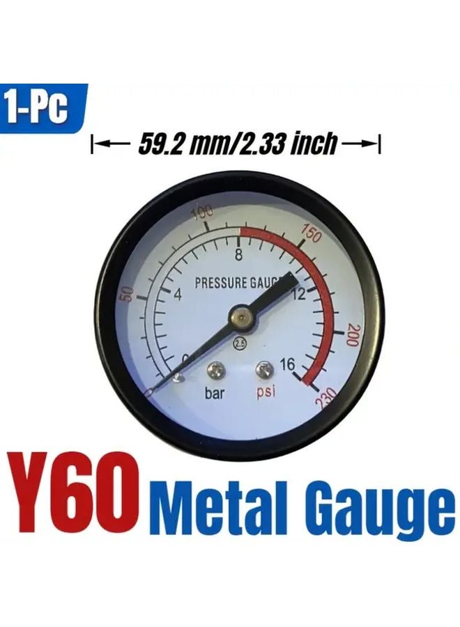 Y60 Metal Gauge Horizontal 16 Bar 230 PSI 1 4 BSP Thread Dual Scale Durable No Power Needed - Image 3