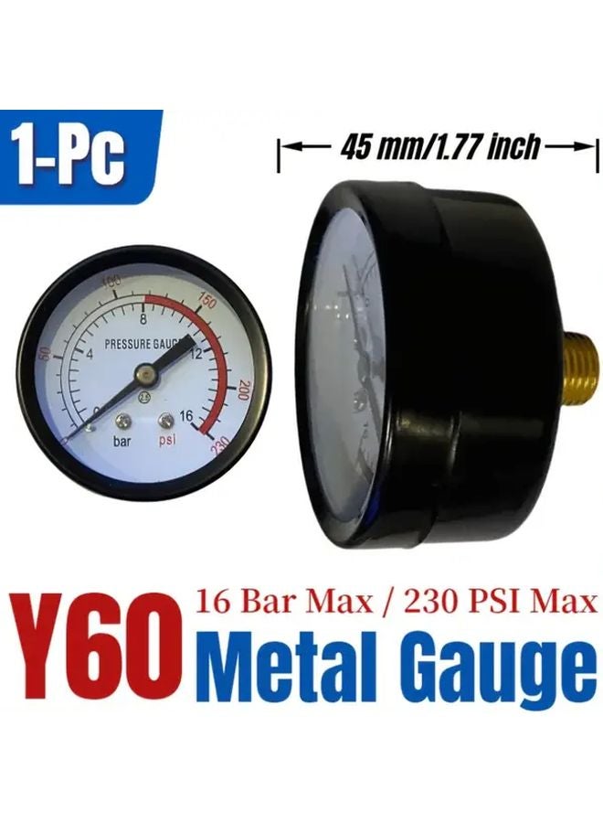 Y60 Metal Gauge Horizontal 16 Bar 230 PSI 1 4 BSP Thread Dual Scale Durable No Power Needed - Image 4