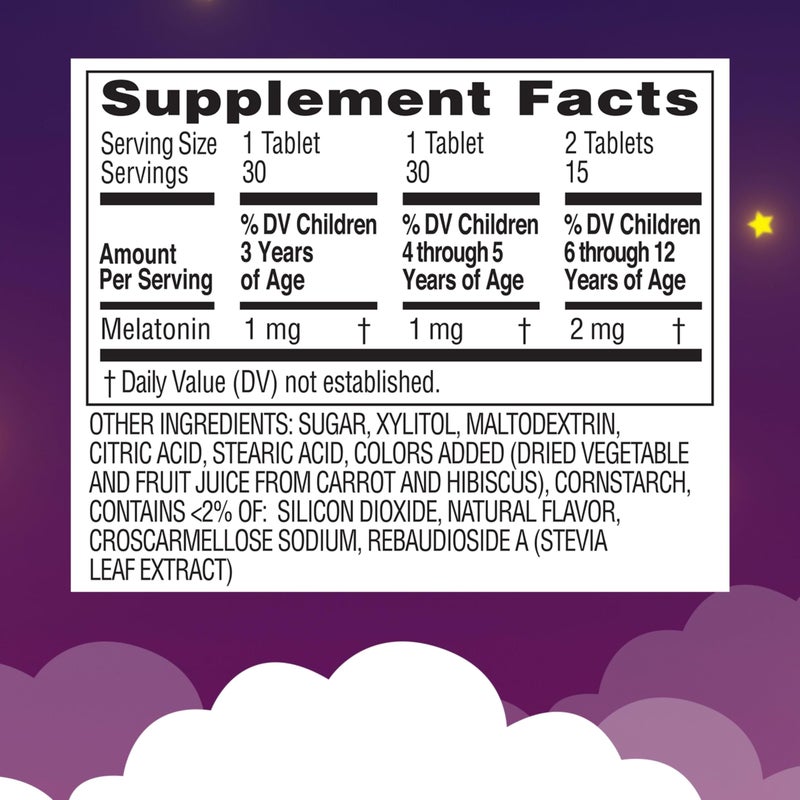 Zarbee's Kids 1mg Melatonin Chewable Tablet, Drug-Free & Effective Sleep Supplement, Easy to Take Natural Grape Flavor Tablets for Children Ages 3 and Up, 30 Count - Image 4