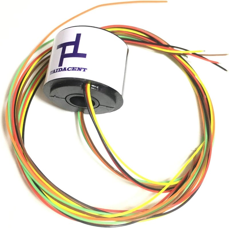 Taidacent Hollow Electrical Slip Ring 2/4/6/12 Wires Collector Ring Conductive Motor Electrical Contact Rotating Connector (6 Wires 1.5A Inner Hole 7mm Outer Diameter 22mm) - Image 1