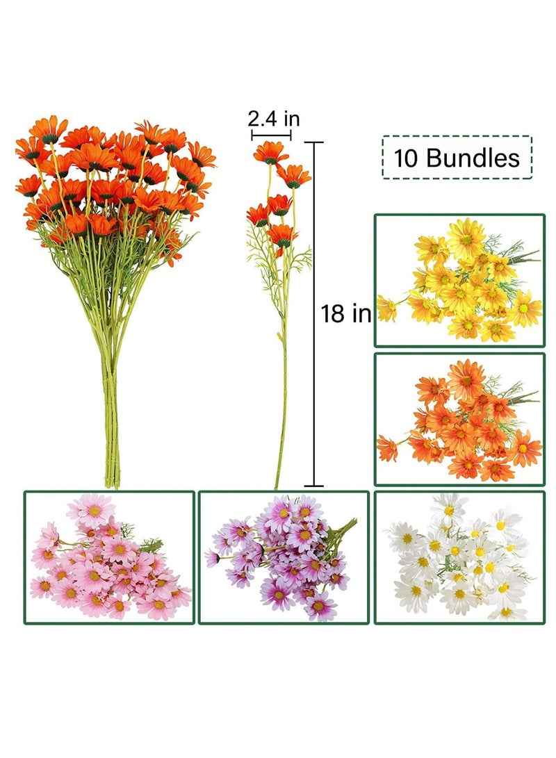 Excefore زهور صناعية 10 حزم زهور ديزي صناعية متعددة الألوان مقاومة للأشعة فوق البنفسجية زهور برية مزيفة في الهواء الطلق مع سيقان نباتات وشجيرات خضراء مزيفة ترتيبات لتزيين المنزل والحديقة - Image 5