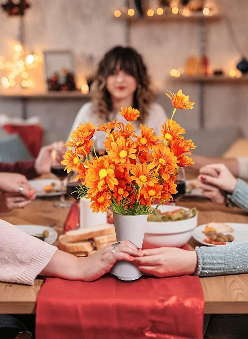 Excefore زهور صناعية 10 حزم زهور ديزي صناعية متعددة الألوان مقاومة للأشعة فوق البنفسجية زهور برية مزيفة في الهواء الطلق مع سيقان نباتات وشجيرات خضراء مزيفة ترتيبات لتزيين المنزل والحديقة - Image 2