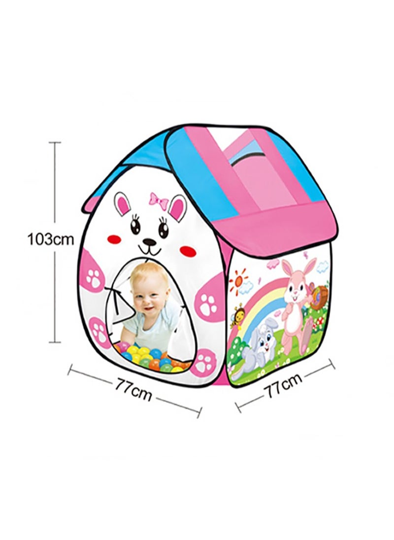 AGD - Cartoon Rabbit Foldable Children's Play Tent Indoor Outdoor Play Tent with Carrying Bag Space Saving Lightweight - Image 1