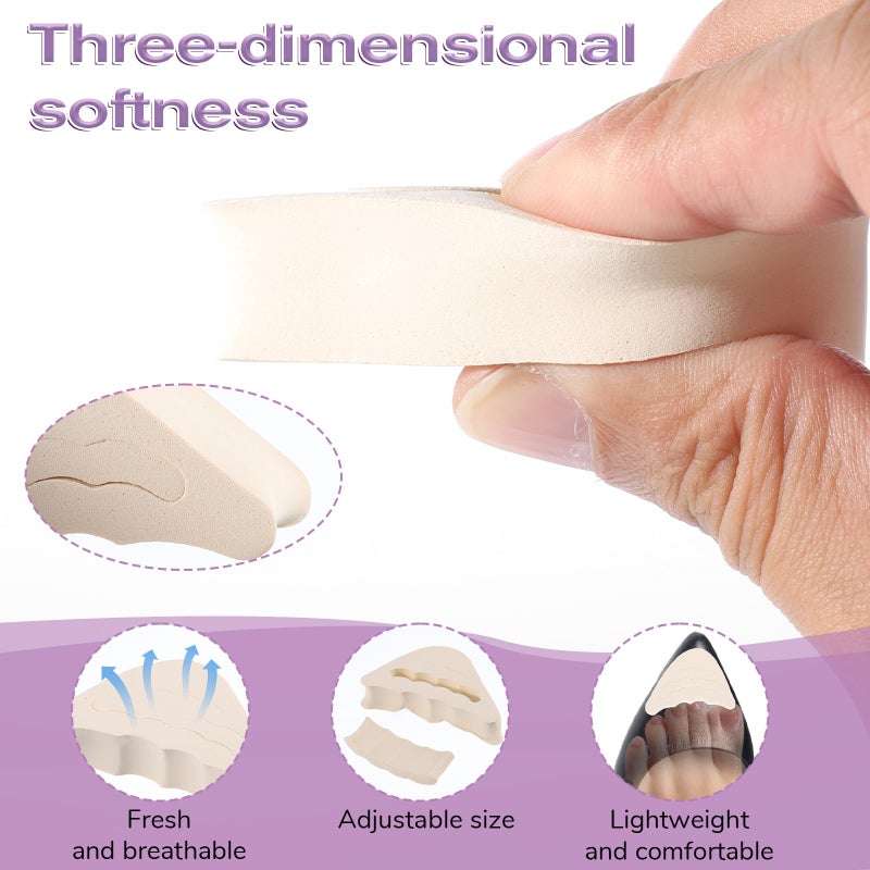 Zelphvt 4 Pairs Shoe Filler Inserts Adjustable Toe Inserts for Shoes Too Big Half-Size Toe Pads for Women and Men Cushion Insert for Loose Shoes, High Heels, Sneakers, Boots, Black and Beige - Image 3