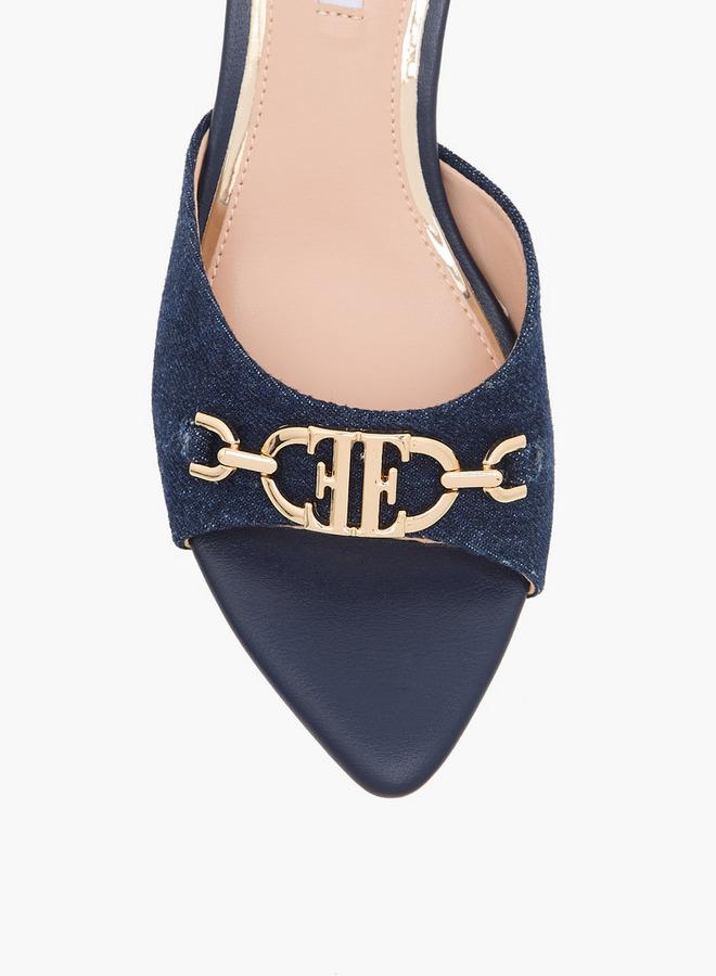 ELLE Women Metal Accent Flared Heel Sandals - Image 4