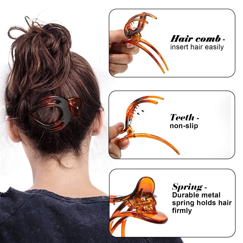 AWAYTR French Concord Flat Hair Clips - 6PCS Curved No Slip Volume Strong Hold Hair Claws for Women Girls (Medium, 4 inches) - Image 5