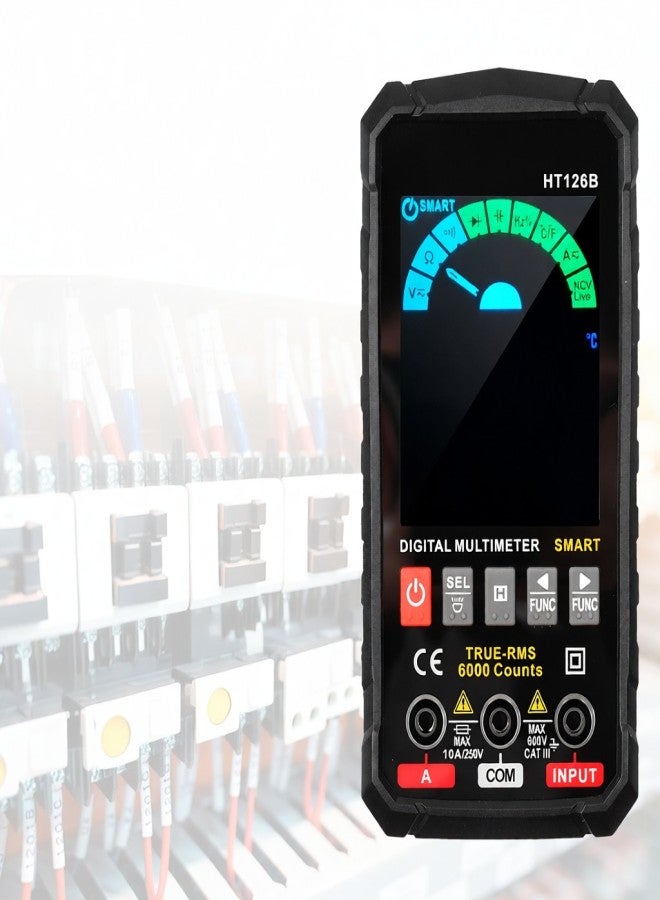 HABOTEST HT126B Smart Digital Multimeter 6000 Counts True RMS Auto-ranging VA Color Screen Electrical Tester Voltmeter Ammeter Temperature Measuring Multifunction AC DC Voltage Current Capacitance - Image 3