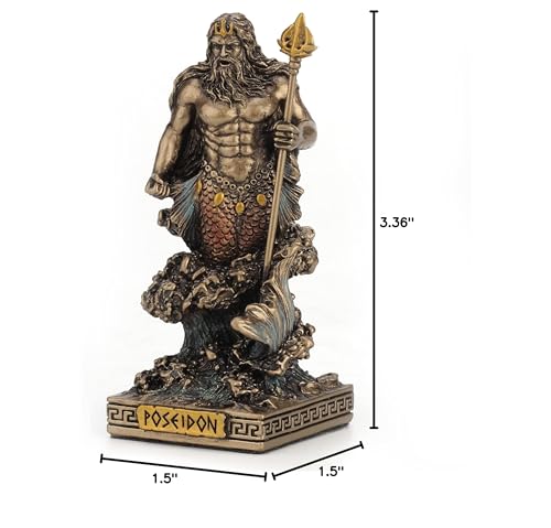فيرونيز ديزاين Veronese Design 3 3/8 Inch Poseidon الإله اليوناني من الراتنجات البحرية المصغرة. - Image 5