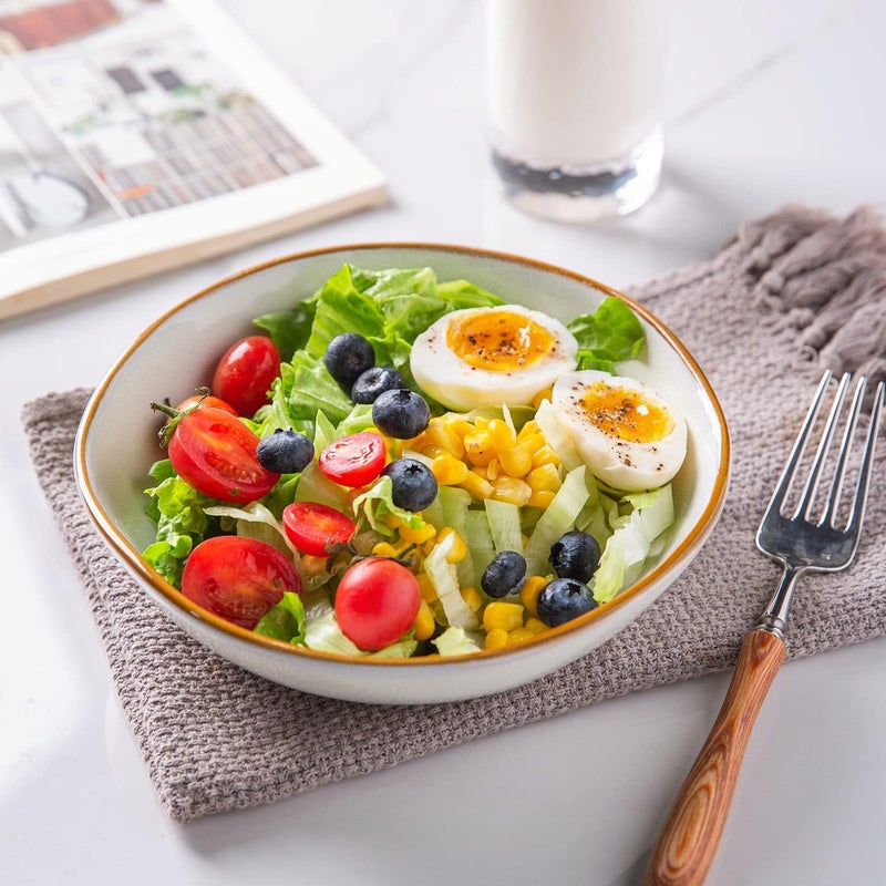 AmorArc Ceramic Cereal Bowls Set of 6, 24 oz Handmade Stoneware Bowls Set for Cereal Soup Salad Bread, Stylish Kitchen Bowls for Meal, Dishwasher & Microwave Safe, Reactive-Pearl White - Image 5