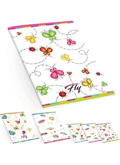 Plastic Cover Fly A4 60 Sheets Checkered Notebook - Butterfly Pattern