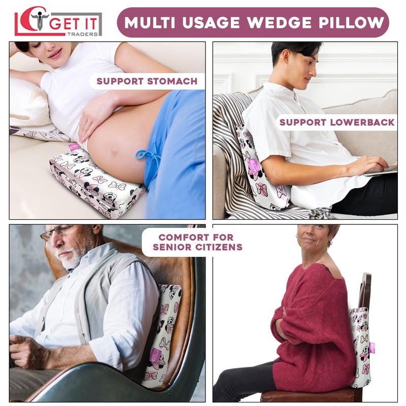 GET IT Multi Use Wedge Pillow for Pregnancy Women and New Born Baby | Lower Back-Pain Relief |Knee Support Between Legs | Anti Vomiting and Milk Spitting for New Born Baby (Micky-White) - Image 5
