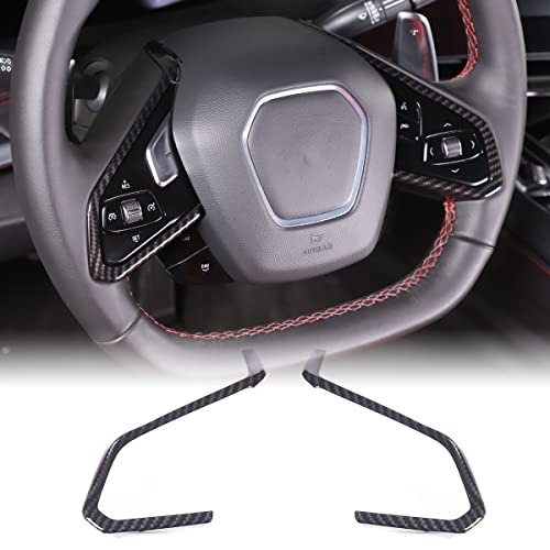 CHEAYAR Steering Wheel Button Cover Compatible with Chevrolet Corvette C8 2020-2023, Steering Wheel Frame Trim, Car Steering Wheel Panel Protection Frame Molding Sticker (ABS-Carbon Fiber Pattern) - Image 1