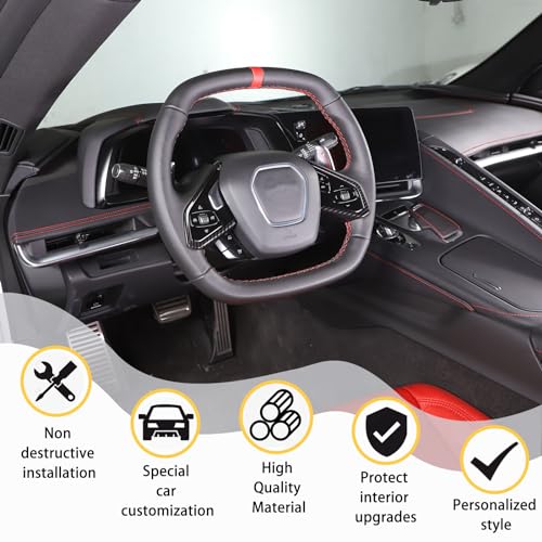 CHEAYAR Steering Wheel Button Cover Compatible with Chevrolet Corvette C8 2020-2023, Steering Wheel Frame Trim, Car Steering Wheel Panel Protection Frame Molding Sticker (ABS-Carbon Fiber Pattern) - Image 4