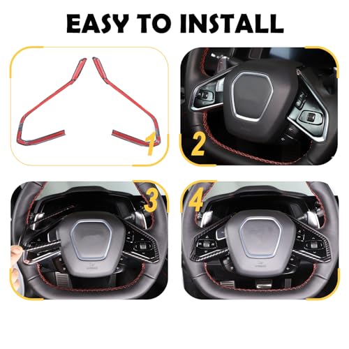 CHEAYAR Steering Wheel Button Cover Compatible with Chevrolet Corvette C8 2020-2023, Steering Wheel Frame Trim, Car Steering Wheel Panel Protection Frame Molding Sticker (ABS-Carbon Fiber Pattern) - Image 5