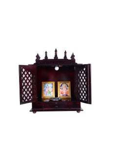 Jodhpur Handicrafts Jodhpur Handicrafts Wooden and MDF Temple with LED Bulb Mandir for Home Big Size Temple for Home with Door Pooja Stand for Home Wall Mount Mahagony 60x30x75cm  - Image 2