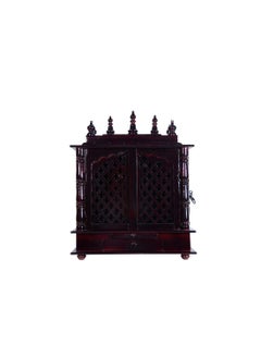 Jodhpur Handicrafts Jodhpur Handicrafts Wooden and MDF Temple with LED Bulb Mandir for Home Big Size Temple for Home with Door Pooja Stand for Home Wall Mount Mahagony 60x30x75cm  - Image 1