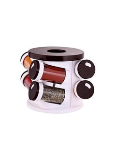 Design Accent Revolving Spice Rack 8 in 1 Masala Rack Set Kitchen Storage Turntable Condiment Stand Round Plastic Masala Spice Rack Spice Container Jar Bottle Spice Kitchen Rack