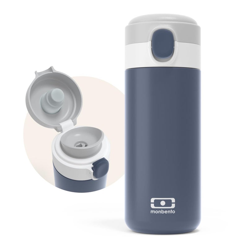MONBENTO  Insulated Bottle MB Pop Infinity  12 Oz  Leakproof  HotCold Up to 12 Hours  Small Water Bottle for Kids SchoolPark or for Adult To Slip into Handbag  BPA Free Food Grade Safe  Blue