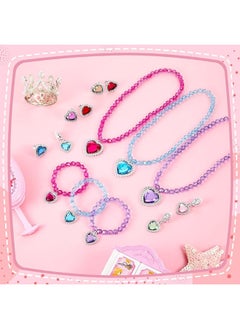 Henoyso Henoyso 6 Set Princess Jewelry Dress Up Jewelry Princess Pretend Toy Jewelry Set with Necklace Bracelet Rings Earrings Princess Costume Jewelry Beaded Toy Necklace for Party Favors Costume  - Image 1