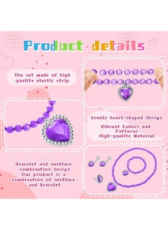 Henoyso Henoyso 6 Set Princess Jewelry Dress Up Jewelry Princess Pretend Toy Jewelry Set with Necklace Bracelet Rings Earrings Princess Costume Jewelry Beaded Toy Necklace for Party Favors Costume  - Image 2