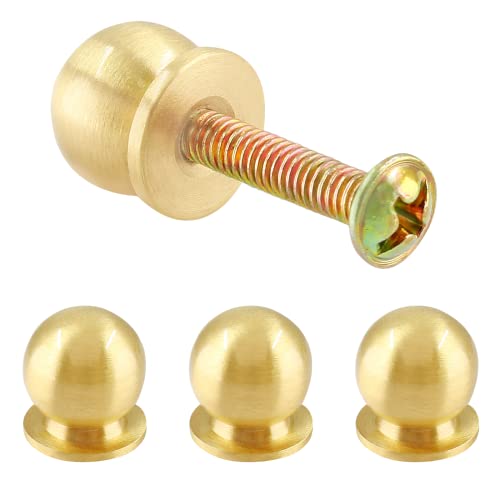 Jiozermi 4 Packs Mini Round Solid Brass Knobs, 1/2 Inch Diameter Brass Pulls, Gold Mini Drawer Pulls, Mini Knobs for Jewelry Box, Gold - Image 1