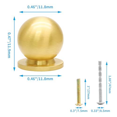 Jiozermi 4 Packs Mini Round Solid Brass Knobs, 1/2 Inch Diameter Brass Pulls, Gold Mini Drawer Pulls, Mini Knobs for Jewelry Box, Gold - Image 3