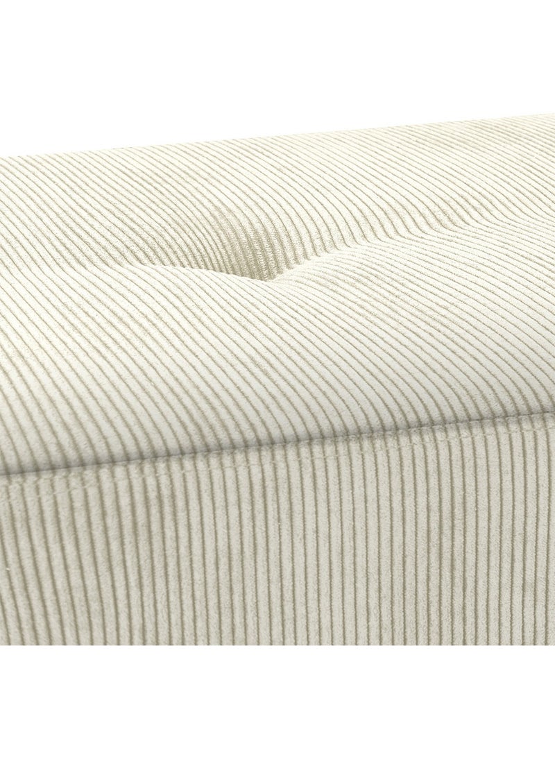 إي سمارت 120سم - مقعد عثماني بتصميم عصري مبطن من قماش مخملي مضلع - مقعد بنهاية السرير، مقعد تغيير الأحذية، مقعد لغرفة النوم والمعيشة ومدخل المنزل والردهة، أوف وايت - Image 4