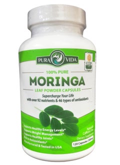 Pura Vida Moringa Moringa Leaf Powder,  120 Capsules  - Image 1