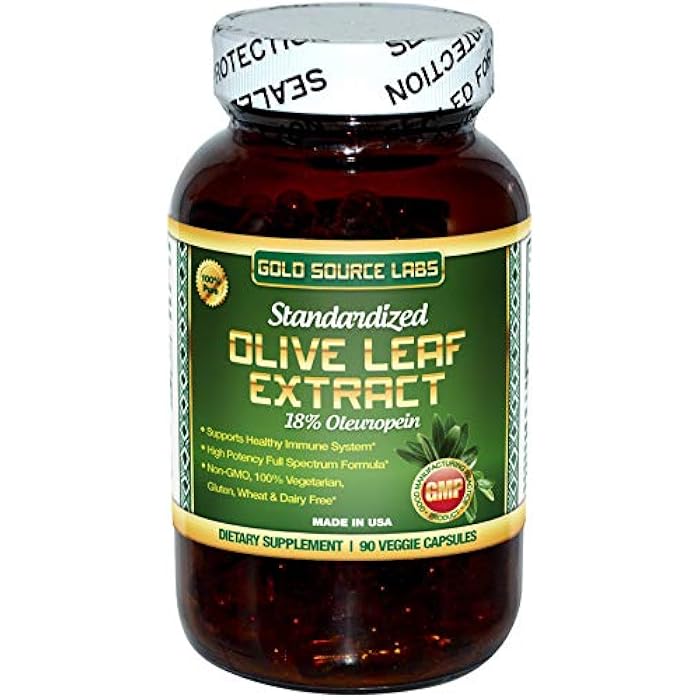 Gold Source Labs Organic Olive Leaf Extract Capsules - Pure Organic Olive Leaf Plus Standardized Oleuropein Extract, 90 Vegetarian Caps, 400 mg Maximum Strength Complex for Immune Health - Image 1
