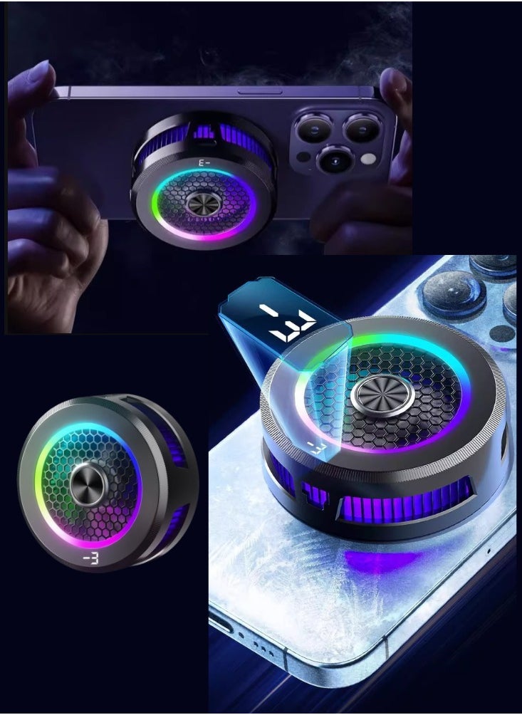 BESTPEAK Gaming phone magnetic radiator with magnetic back clip, dual-purpose mobile phone cooling fan, digital display temperature, mobile phone cooling fan, noiseless mobile cooling fan, fast cooling semiconductor radiator suitable for all smartphones  - Image 1