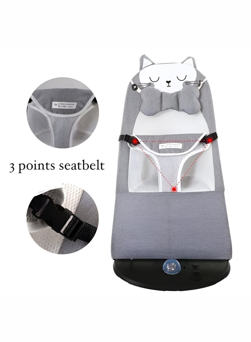 توشيونيكس كرسي هزاز للأطفال مع موسيقى، مقعد متكئ قابل للتعديل، كرسي نوم وأرجوحة، مقاعد هزازة مريحة للأطفال مع موسيقى مهدئة مدمجة، بيت لعب قابل للفصل مع ألعاب، حزام أمان ثلاثي النقاط، تصميم قابل للطي وخفيف الوزن، غطاء قابل للغسل في الغسالة - مثالي للأطفال حديثي الولادة والرضع حتى وزن 5 كجم - Image 5