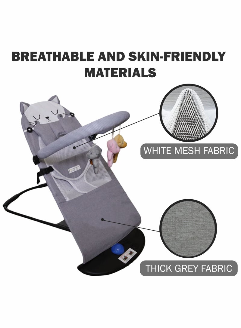 توشيونيكس كرسي هزاز للأطفال مع موسيقى، مقعد متكئ قابل للتعديل، كرسي نوم وأرجوحة، مقاعد هزازة مريحة للأطفال مع موسيقى مهدئة مدمجة، بيت لعب قابل للفصل مع ألعاب، حزام أمان ثلاثي النقاط، تصميم قابل للطي وخفيف الوزن، غطاء قابل للغسل في الغسالة - مثالي للأطفال حديثي الولادة والرضع حتى وزن 5 كجم - Image 3