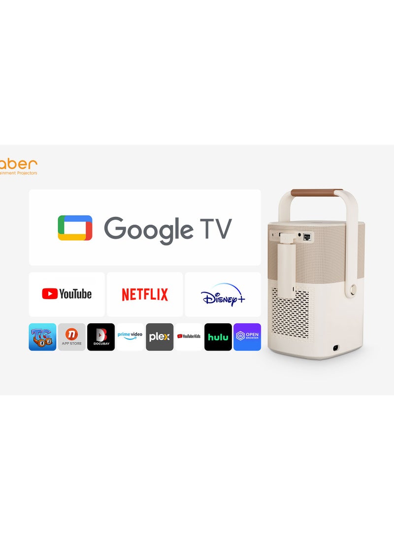 Yaber - Yaber Smart Portable Projector – 2.5-Hour Battery, Dual 5W JBL Speakers, External Android TV, Auto Focus, Keystone Correction, Alexa & NFC Support, 450 Lumens Clarity - Image 1