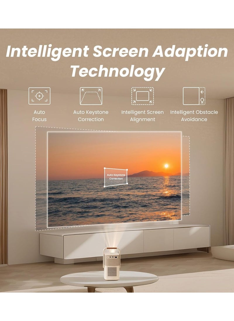 Yaber - Yaber Smart Portable Projector – 2.5-Hour Battery, Dual 5W JBL Speakers, External Android TV, Auto Focus, Keystone Correction, Alexa & NFC Support, 450 Lumens Clarity - Image 1