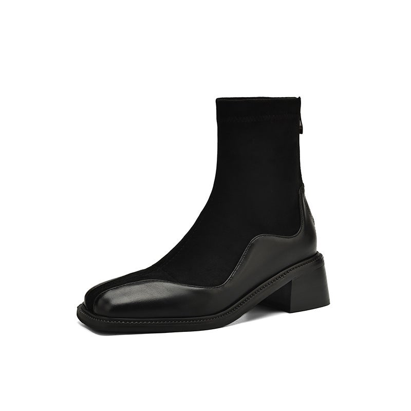 2024 Supply British Style Square Head Women'S Boots 32-43 Simple Joker Stitching Low Boots - Image 1
