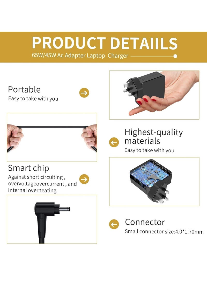 Max Power 20V 3.25A 65W 45W Laptop Charger Replacement for Lenovo IdeaPad 320 310 320S 330 330s 100 110 110S 120S 330S-15IKB Yoga 520 530, IdeaPad Flex 3 4 5 6 ADL45WCD Power Supply Adapter Cord 【4.0 * 1.7 mm】 - Image 5