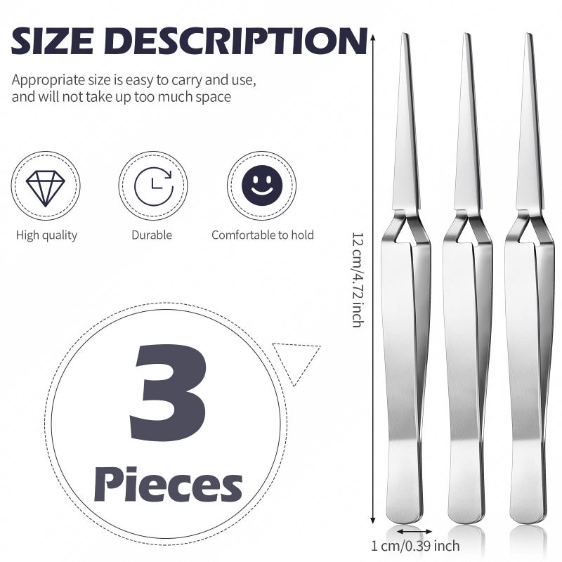 Minatee 3 Pieces Reverse Tweezers for Crafting Cross Locking Electronics Tweezers Reverse Action Forceps Tension Stainless Steel Craft Jewelry Electronics Laboratory - Image 2