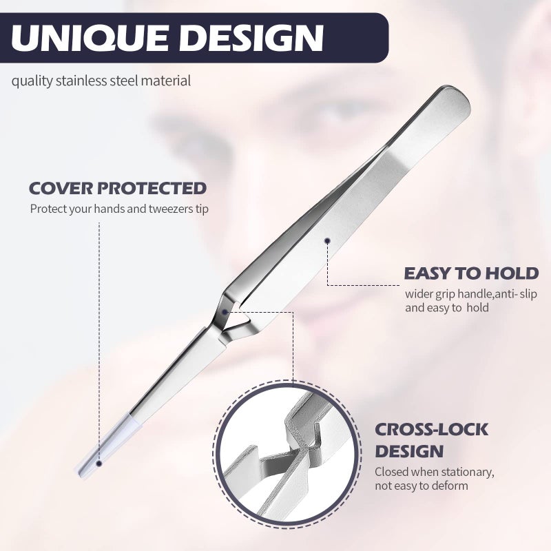 Minatee 3 Pieces Reverse Tweezers for Crafting Cross Locking Electronics Tweezers Reverse Action Forceps Tension Stainless Steel Craft Jewelry Electronics Laboratory - Image 3