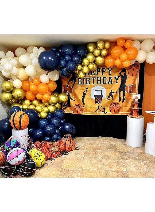 Biapian Blue and Orange Balloon Garland Arch Kit, 107 PCS Royal Dark Blue White Orange Latex Balloons Gold Star Foil for Birthday Thanksgiving Baby Shower Baseball Party - Image 5