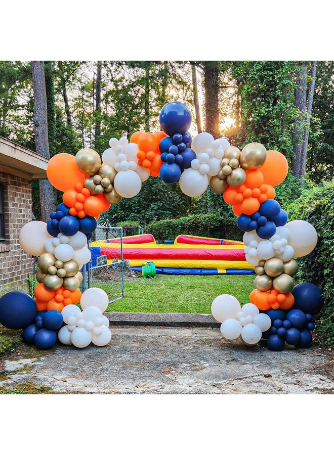 Biapian Blue and Orange Balloon Garland Arch Kit, 107 PCS Royal Dark Blue White Orange Latex Balloons Gold Star Foil for Birthday Thanksgiving Baby Shower Baseball Party - Image 4