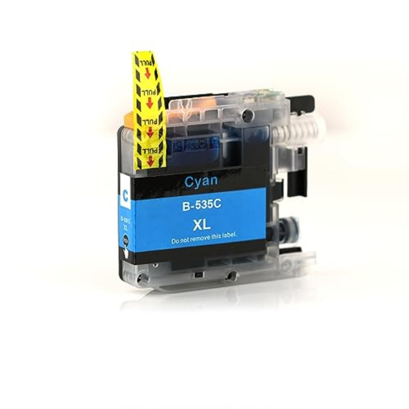 لطابعات Brother DCP-J100/J105/MFC-J200: مجموعة حبر LC535XL/LC539XL مكونة من 4 عبوات، أسود قائم على الصبغة + سماوي/أرجواني/أصفر قائم على الصبغة، عالي الإنتاجية، ومقاوم للبهتان - Image 3