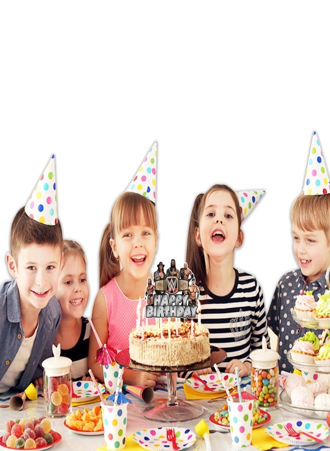 Seyal WWWE Happy Birthday Cake Topper - Wrestling Party Supplies for Boys | WWWE Theme Cake Decoration for Birthday Celebrations and Events - Birthdays Decoration Set. - Image 5