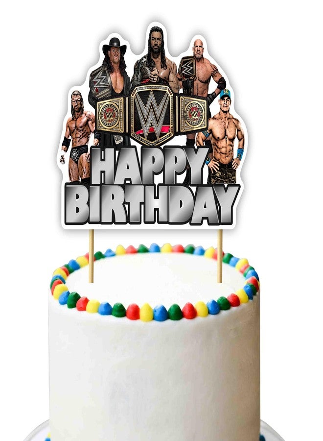 Seyal WWWE Happy Birthday Cake Topper - Wrestling Party Supplies for Boys | WWWE Theme Cake Decoration for Birthday Celebrations and Events - Birthdays Decoration Set. - Image 1