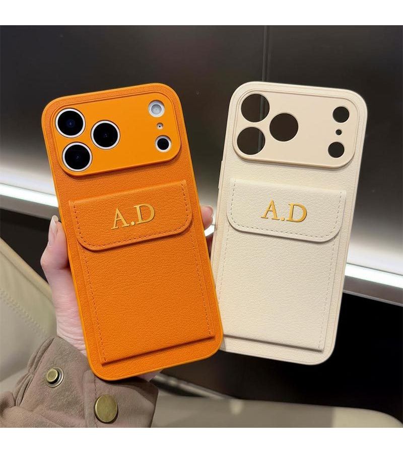 Black PU Leather Card Holder Phone Case With Letter Print And Stand Compatible With iPhone 13 Pro Max - Image 3